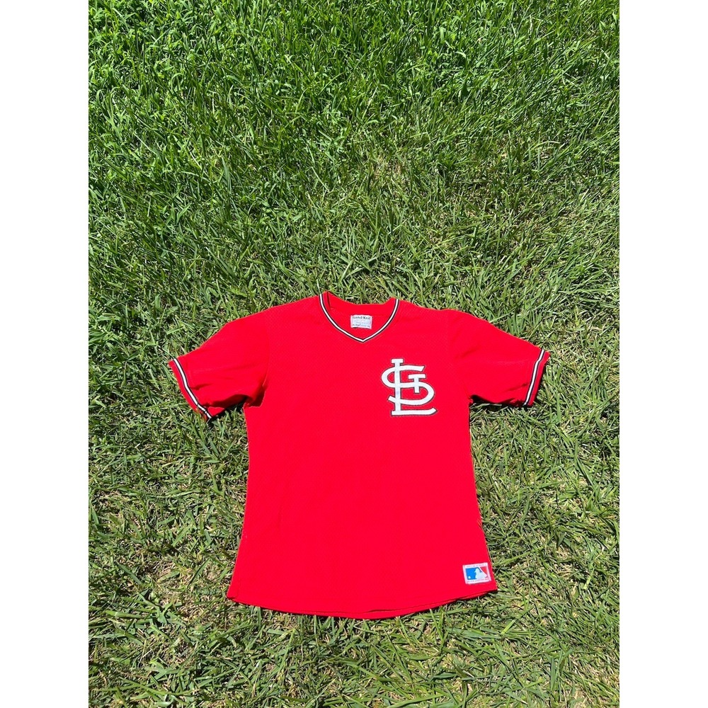 VTG St Louis Cardinals Sand-Knit Mesh Jersey T Shirt USA Men's Med Red